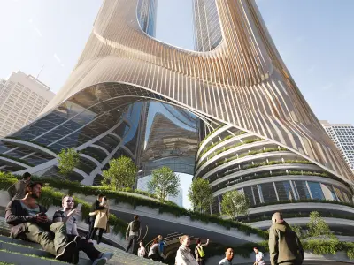 Parametric Skyscraper 3D Model Full Archviz Package 3D model