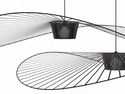 Vertigo hanging lamp made of metal and wood 3D model