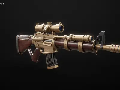  Steampunk Machine Gun - High-Detail Weapon Model with PBR Textures 