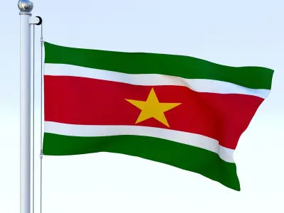 Animated Suriname Flag Low-poly 3D model