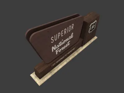 National Forest Sign Low-poly 3D model