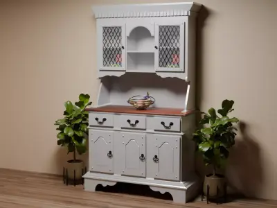 Rustic White Hutch 3D model