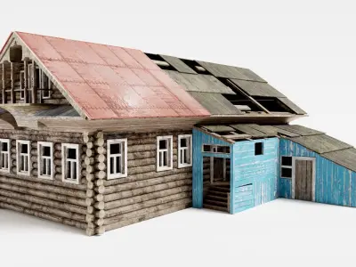 CountryHouseB old damaged da1 Low-poly 3D model