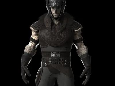 Warrior with 2 rigs bip and ue4 Low-poly 3D model