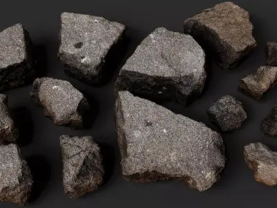 asphalt debris street shards detail PBR photogrammetry Low-poly 3D model