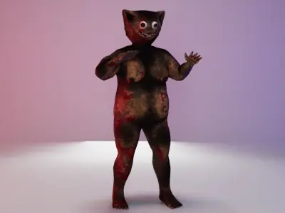 bloody cat - Scary character game ready   Low-poly 3D model