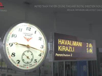  Train and Metro Station Clock Digital Signage Low-poly 3D model