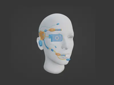 SciFi Glasses E10 Orange Blue - Character Design Fashion Low-poly 3D model