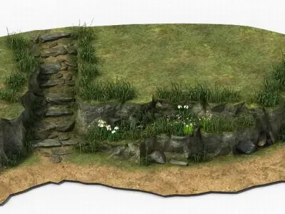 hillside - mountain - stone ladder 06 3D model