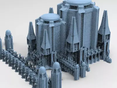 Ancient Stone bridge City Kitbash 1 3D model