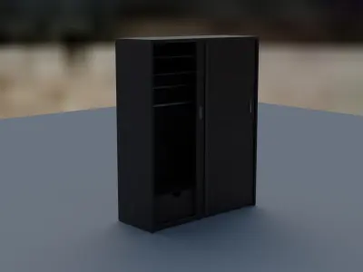 3d model of a sliding wardrobe made of ebony Low-poly 3D model