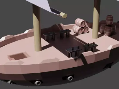 low poly pirate ship Free low-poly 3D model