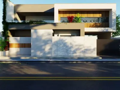 3D Model Modern Two-Story House Low-poly 3D model