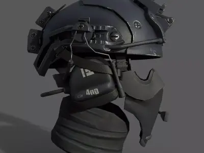 Military scifi helmet low poly  Low-poly 3D model