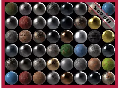 50 Metal Metallic Steel Seamless PBR Textures Pack Bundle Texture