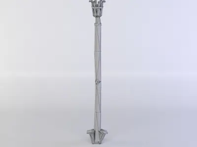 Torch wooden stick with two handles Low-poly 3D model