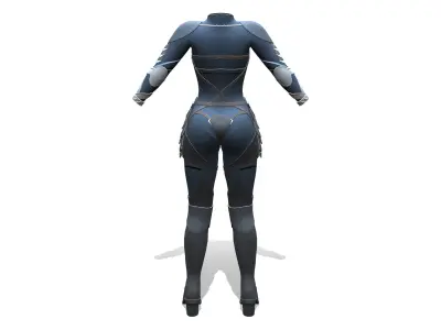 Female Navy Sci-fi Bodysuit Low-poly 3D model