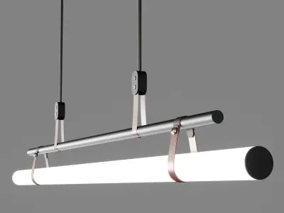 Lucien Tube Chandelier - Leather pendant light - decorlyn Low-poly 3D model