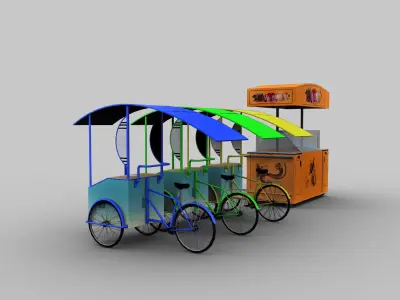 Ice Cream Cart Low-poly 3D model