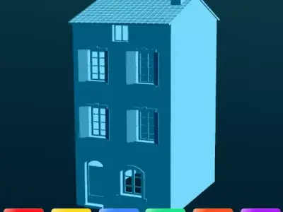 Charming Tall Narrow Village House with Window Shutters 3D print model