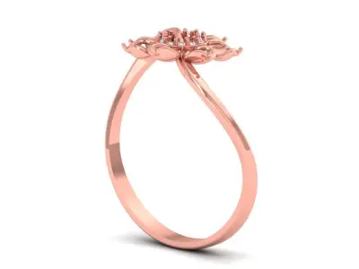 Solitaire Wedding Engagement Women Flower Bypass Rings 3D print model buy