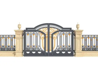 Entrance Forged Gates in classic style 3D model