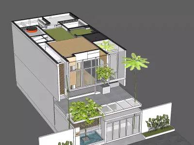 3D Model of Japandi Minimalist Modern 2 Story House Architecture 3D model