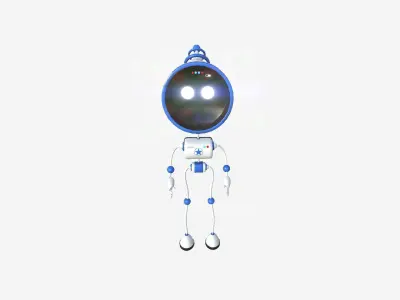 Cute Robot D08 Police Cop - SciFi Character Design Low-poly 3D model