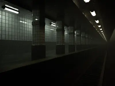 Subway Station Modular Scene for Cinematic Rendering 3D model