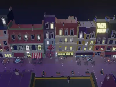 Metaverse Coffee Alley Low-poly 3D model