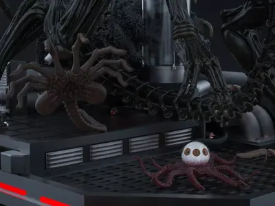 Alien Earth Diorama STL Model 3D print model