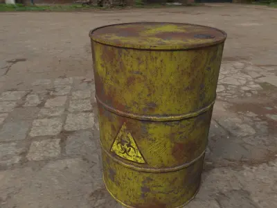 Rusty Barrel Biohazard Style Low-poly 3D model