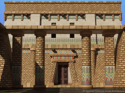 D Kit 02 Egyptian Common House Architecture Kit Low-poly 3D model