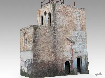 Abandoned building 01 Low-poly 3D model