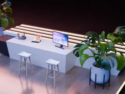 Modern Exhibition Booth Neon Event Stand with Lighting 3D model
