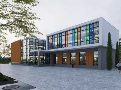 Building hospital Low-poly 3D model