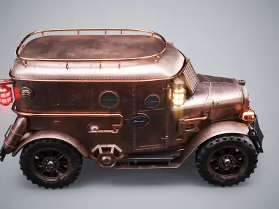  Steampunk Armored Van PBR Textured Vehicle 