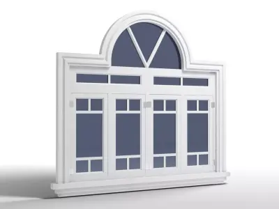 Arched Window Long Low-poly 3D model