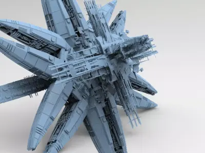 Cyberpunk Mega City Docks Array dish base 3D model