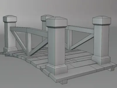Wooden Bridge Low-poly 3D model