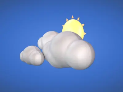 Partly Sunny - Weather Icon Low-poly 3D model
