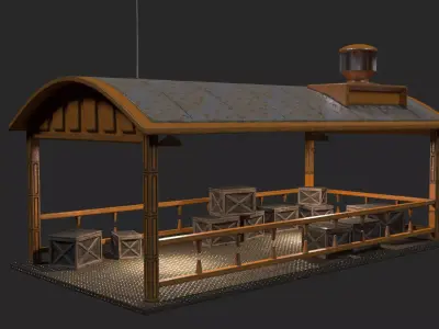 Sci-Fi Noir Hangar  Low-poly 3D model