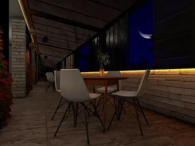 3D model of the cafe terrace in 2 versions 3D model