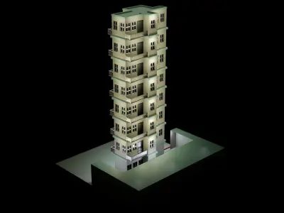 Hotel Lt8 lowpoly Low-poly 3D model