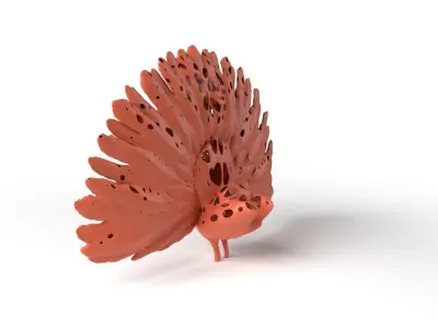 Peafowl Dust Voronoi Low-poly 3D model