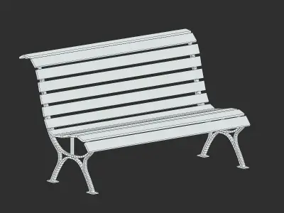 Bench 08 Low Poly PBR Realistic Low-poly 3D model