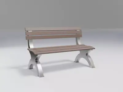 office bench - light theme - modern  Low-poly 3D model