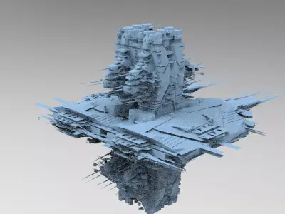 Sci fi Train rail top 3 3D model