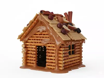 Rustic Pretzel Log Cabin 3D Model Low-poly 3D model