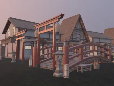 Japanese Architecture Low-poly 3D model